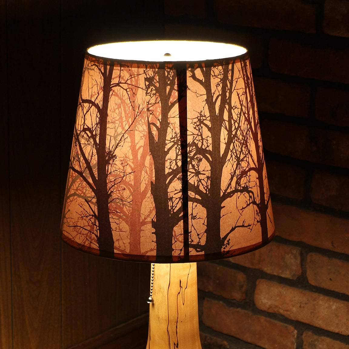 Handcrafted Table Lamp | Spalted Maple Hand Turned Lamp Base | Rustic Cabin Lamp | DC12V Battery Operation | Original Shade Collection