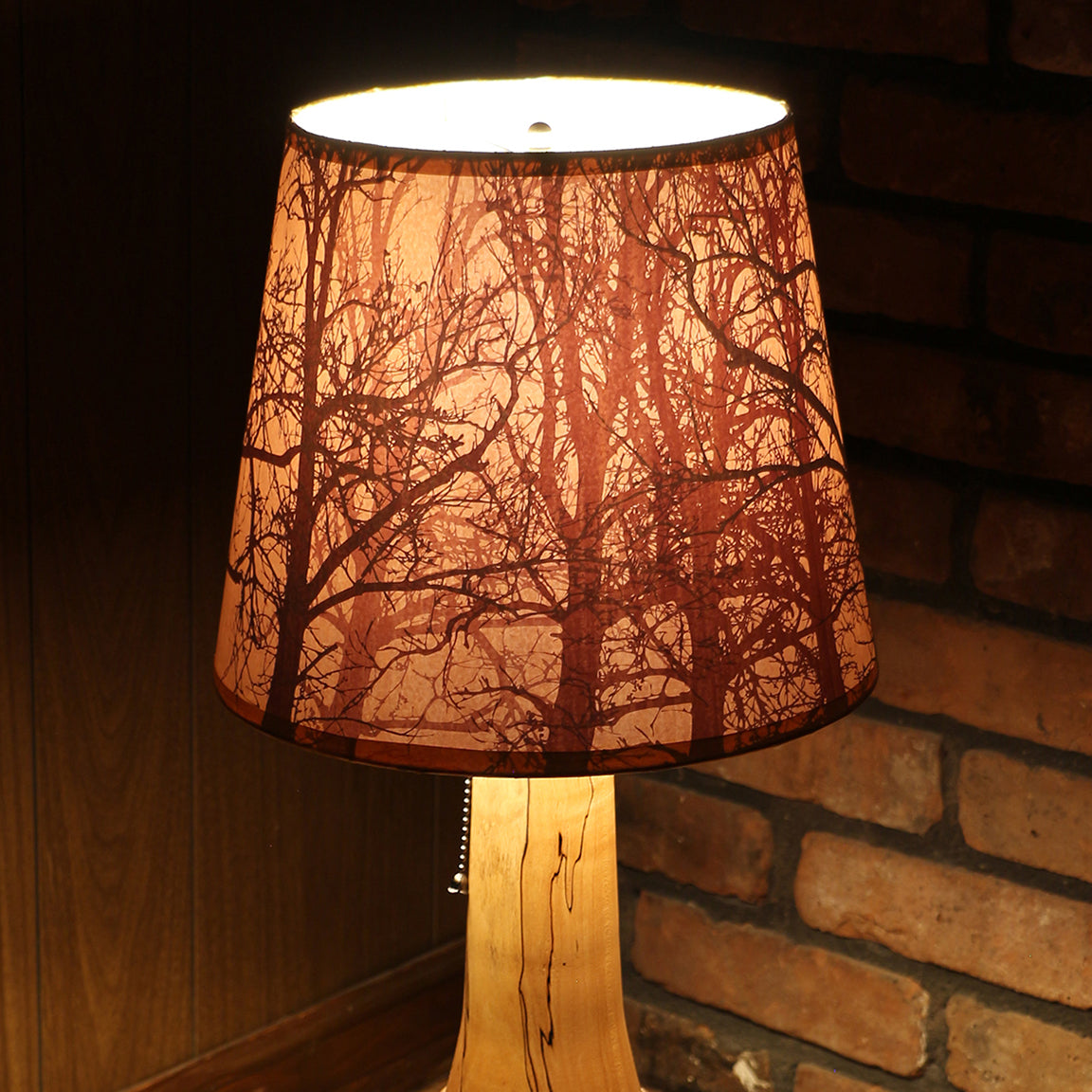 Handcrafted Table Lamp | Spalted Maple Hand Turned Lamp Base | Rustic Cabin Lamp | DC12V Battery Operation | Original Shade Collection