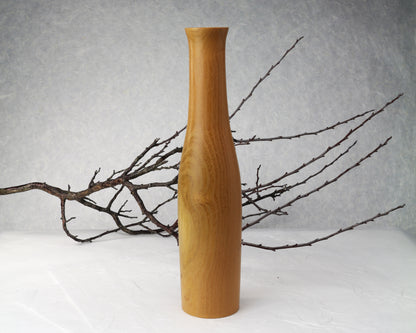 Locust Bottle Vase | Single Flower Arrangement Vase | Ichirinzashi | Wood Vase