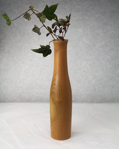 Locust Bottle Vase | Single Flower Arrangement Vase | Ichirinzashi | Wood Vase