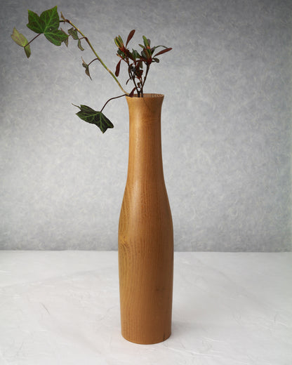 Locust Bottle Vase | Single Flower Arrangement Vase | Ichirinzashi | Wood Vase