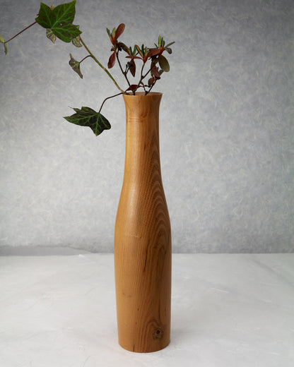 Locust Bottle Vase | Single Flower Arrangement Vase | Ichirinzashi | Wood Vase