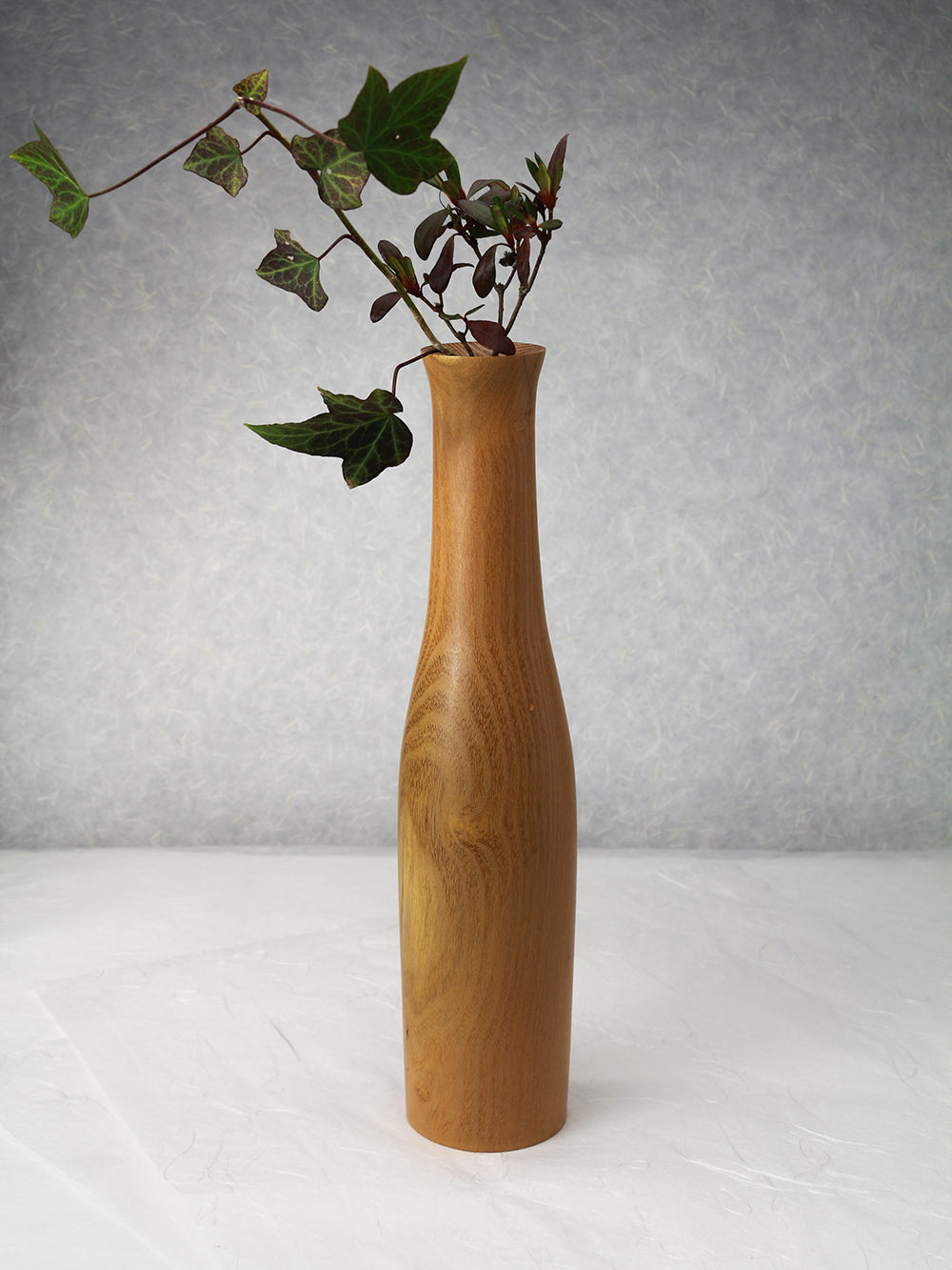 Locust Bottle Vase | Single Flower Arrangement Vase | Ichirinzashi | Wood Vase