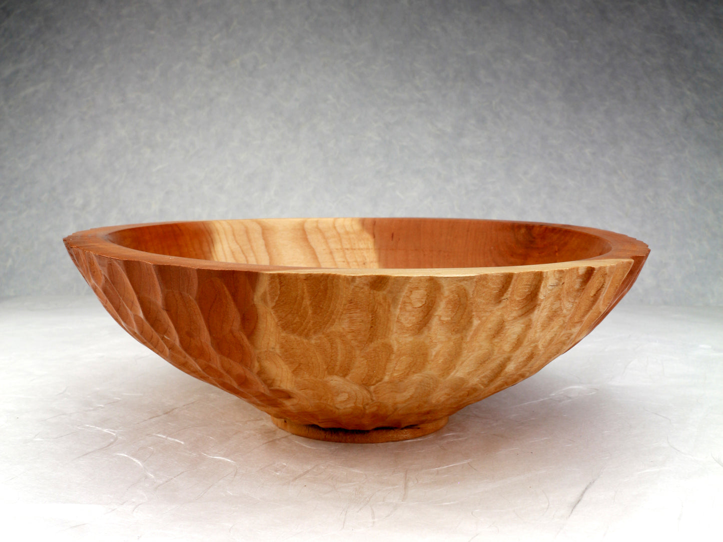 Cherry wood bowl chiseled exterior | Salad bowl | Fruits bowl | Home deco ornament Active