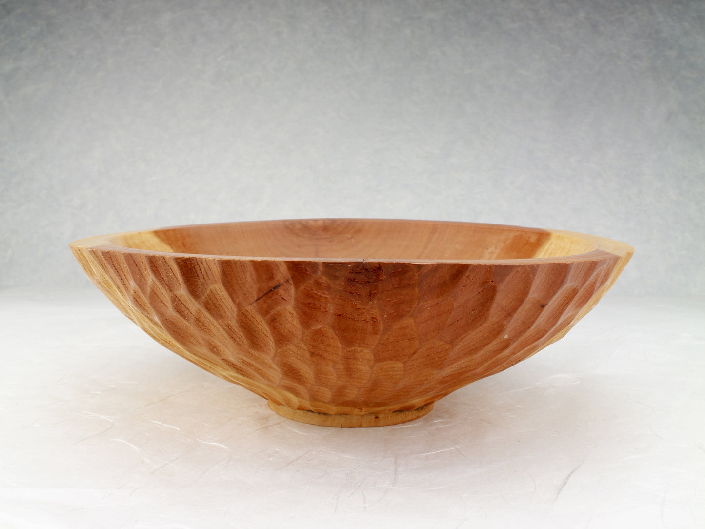 Cherry wood bowl chiseled exterior | Salad bowl | Fruits bowl | Home deco ornament Active