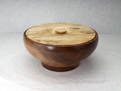 Container | Cooky Jar | Trinket box | Walnut bowl with spalted maple lit | 8.5"Dx3.5"H