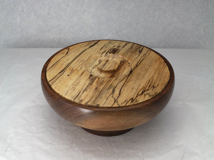 Container | Cooky Jar | Trinket box | Walnut bowl with spalted maple lit | 8.5"Dx3.5"H