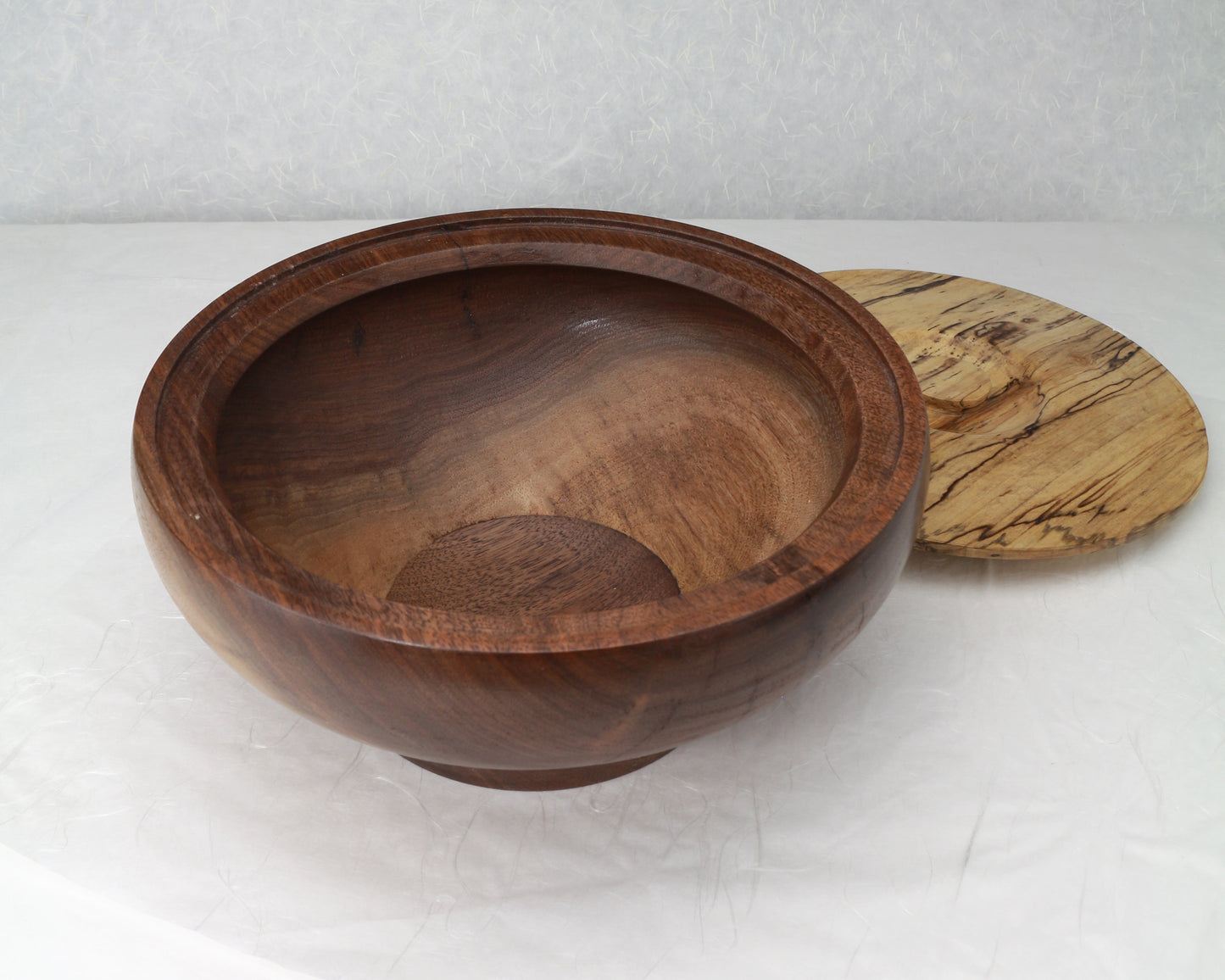 Container | Cooky Jar | Trinket box | Walnut bowl with spalted maple lit | 8.5"Dx3.5"H