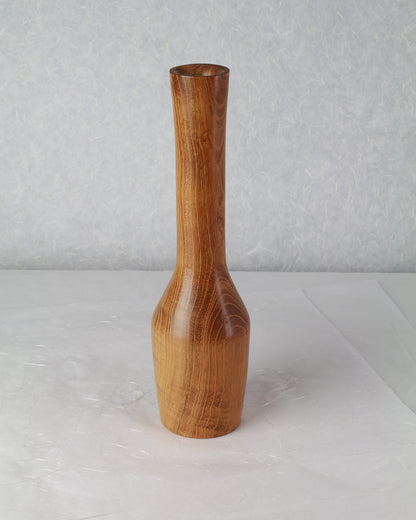 Long Neck Bottle Vase | Black Locust | 3"x 11" | Single Flower Arrangement | Ichirinzashi