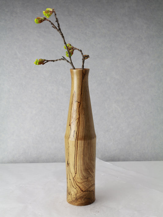 Spalted Maple Vase | Ichirinsashi | 12"H x 2.5" Diam.| Hand-Turned