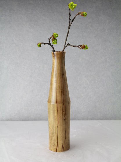 Spalted Maple Vase | Ichirinsashi | 12"H x 2.5" Diam.| Hand-Turned