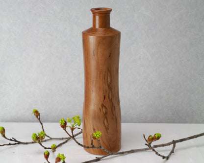 Ichirin Vase | Spalted Cherry | Hand Turned | Single Flower Arrangement Active