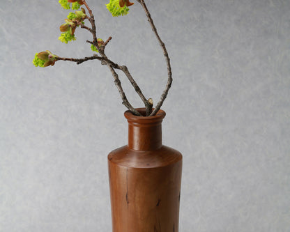 Ichirin Vase | Spalted Cherry | Hand Turned | Single Flower Arrangement Active