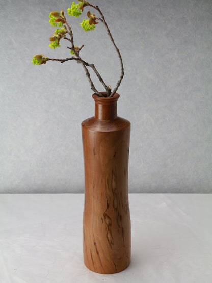 Ichirin Vase | Spalted Cherry | Hand Turned | Single Flower Arrangement Active