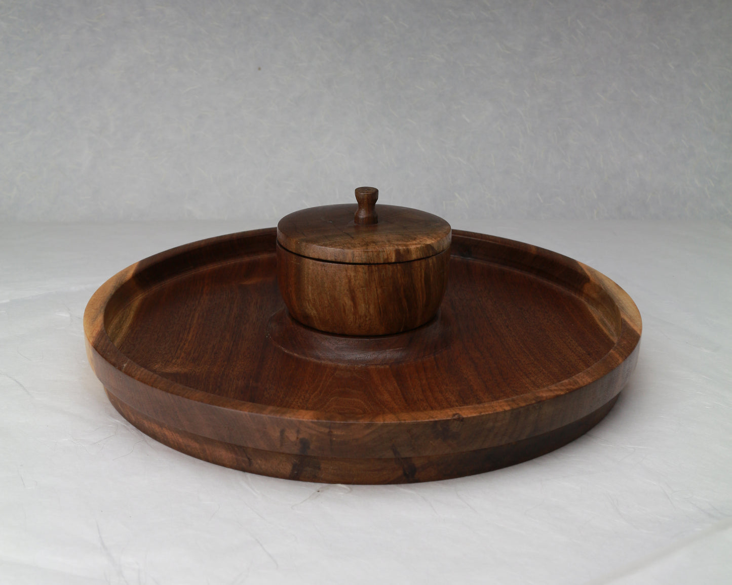 Walnut Plate with Condiment Cup