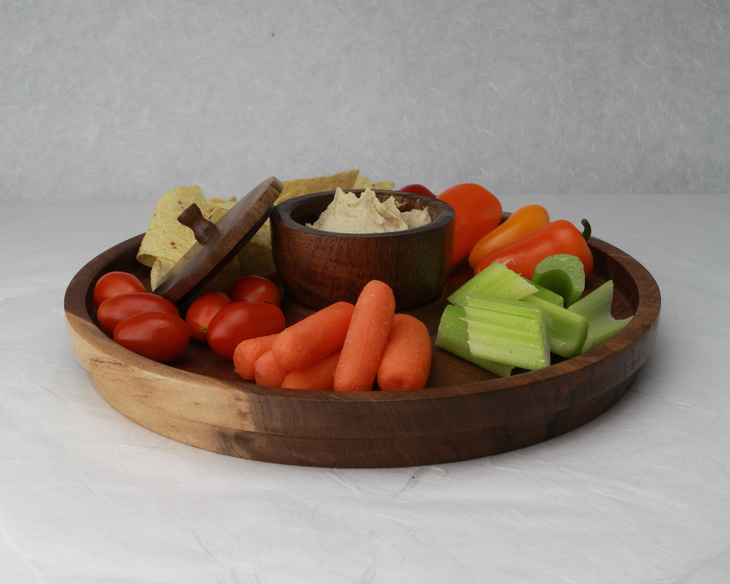 Walnut Plate with Condiment Cup