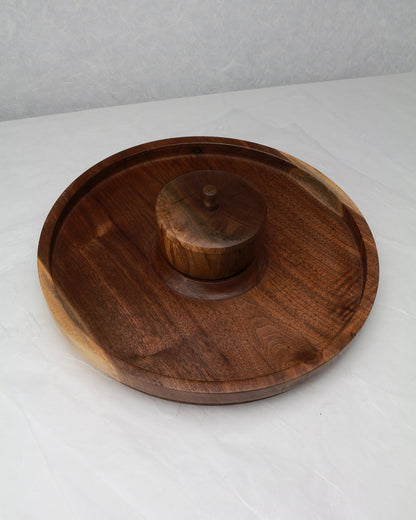 Walnut Plate with Condiment Cup