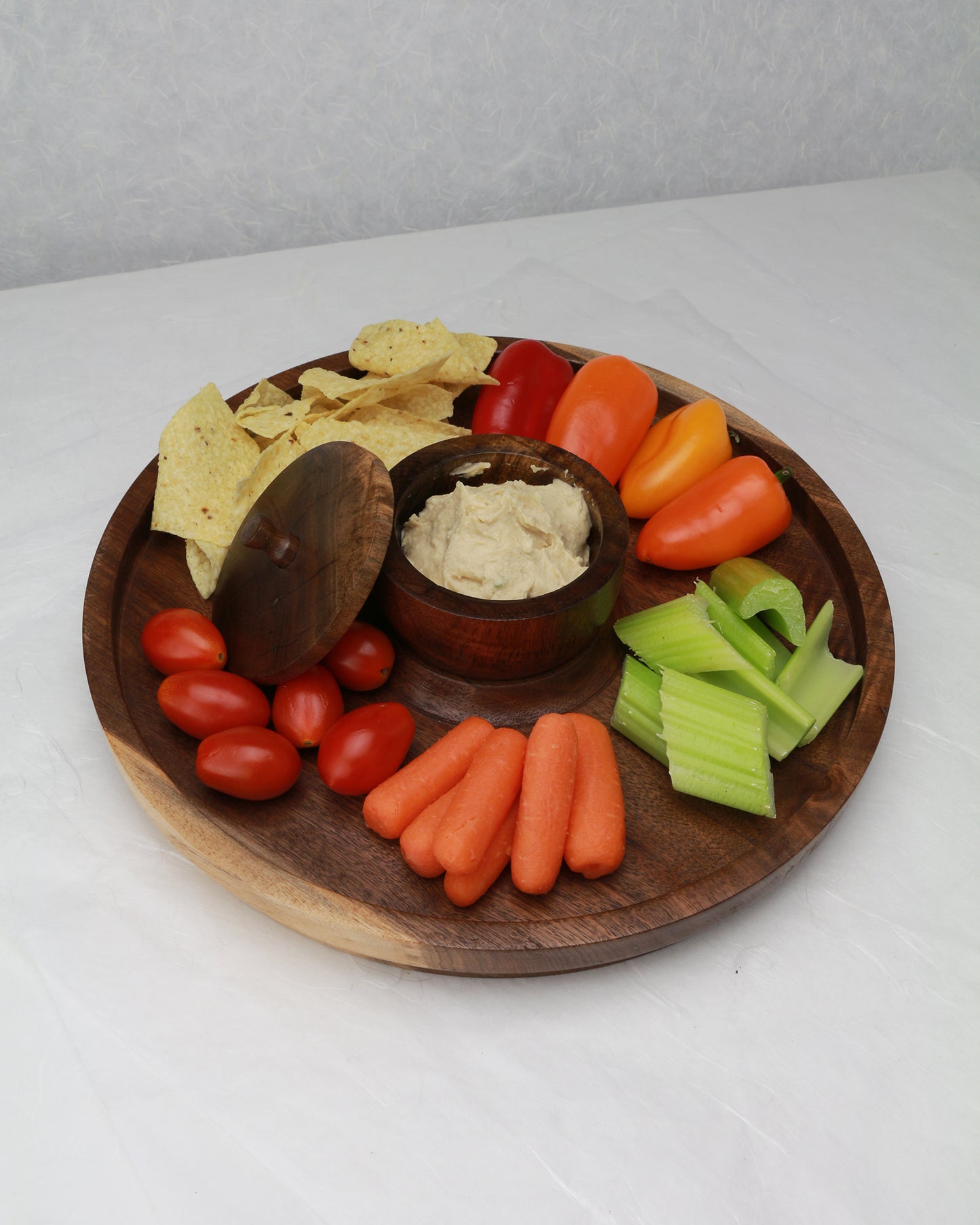 Walnut Plate with Condiment Cup