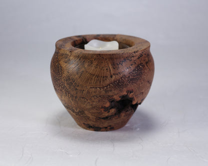 Rustic Pot | Candle Pot | Incense Pot | Cactus Pot | Red Oak Burl I 3.5"diam.x 4"