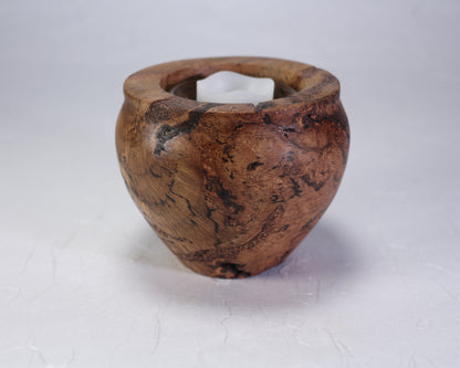 Rustic Pot | Candle Pot | Incense Pot | Cactus Pot | Red Oak Burl I 3.5"diam.x 4"