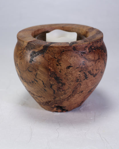 Rustic Pot | Candle Pot | Incense Pot | Cactus Pot | Red Oak Burl I 3.5"diam.x 4"