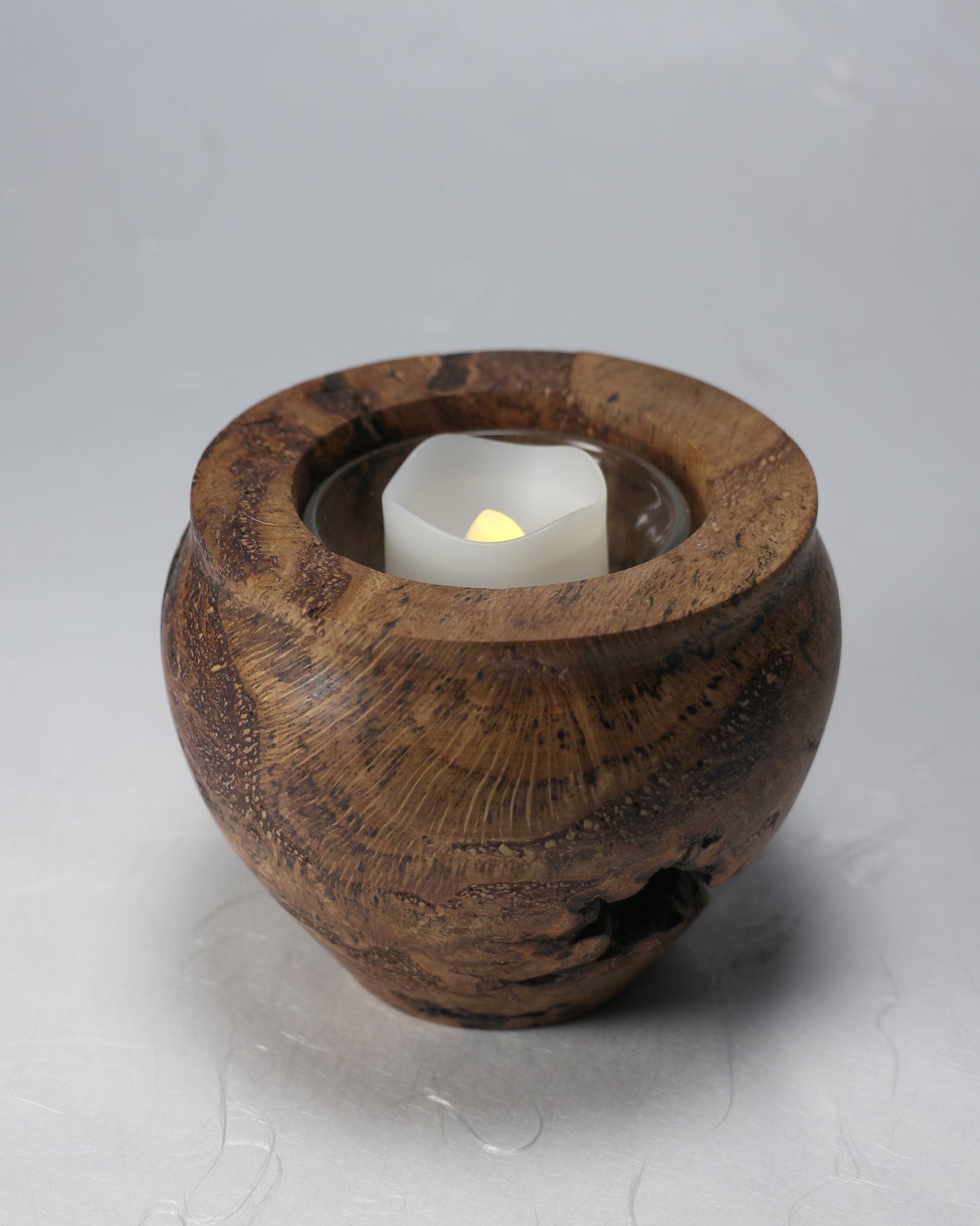 Rustic Pot | Candle Pot | Incense Pot | Cactus Pot | Red Oak Burl I 3.5"diam.x 4"