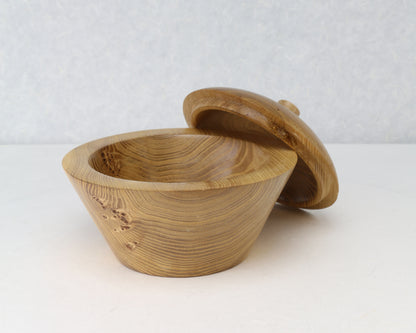 Lidded Bowl | Small Canister | Small Jar | Elm Wood | 6"Diam.x 4" height