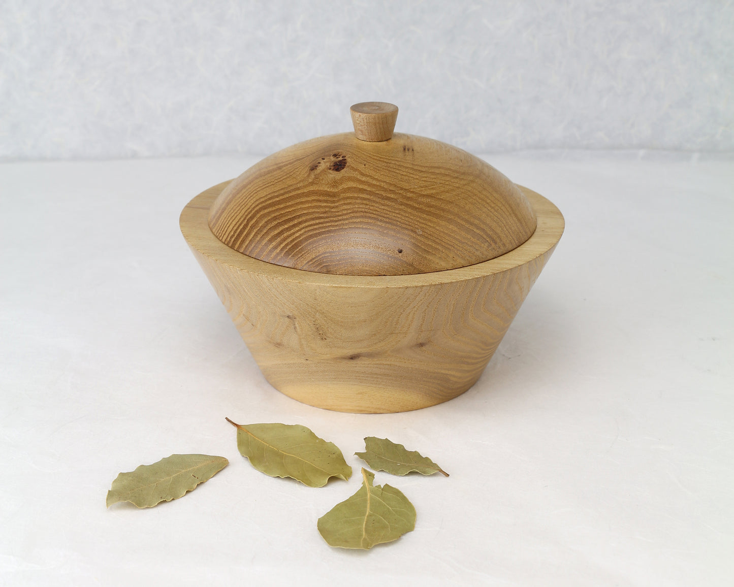 Lidded Bowl | Small Canister | Small Jar | Elm Wood | 6"Diam.x 4" height