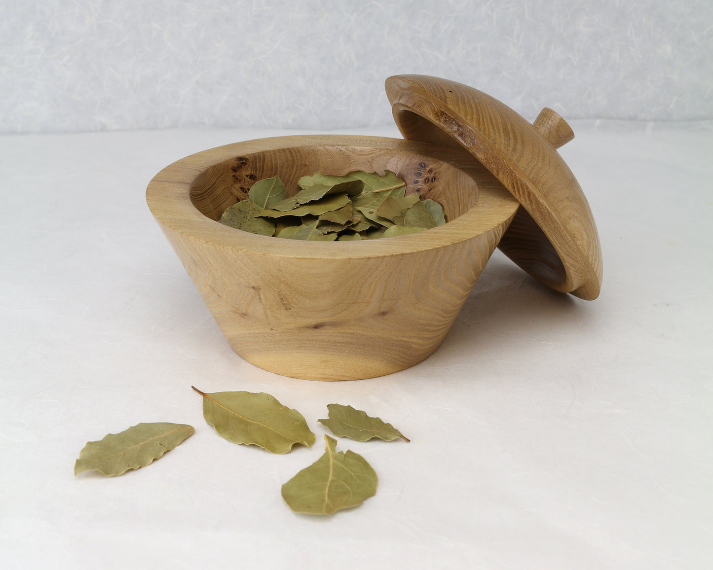 Lidded Bowl | Small Canister | Small Jar | Elm Wood | 6"Diam.x 4" height