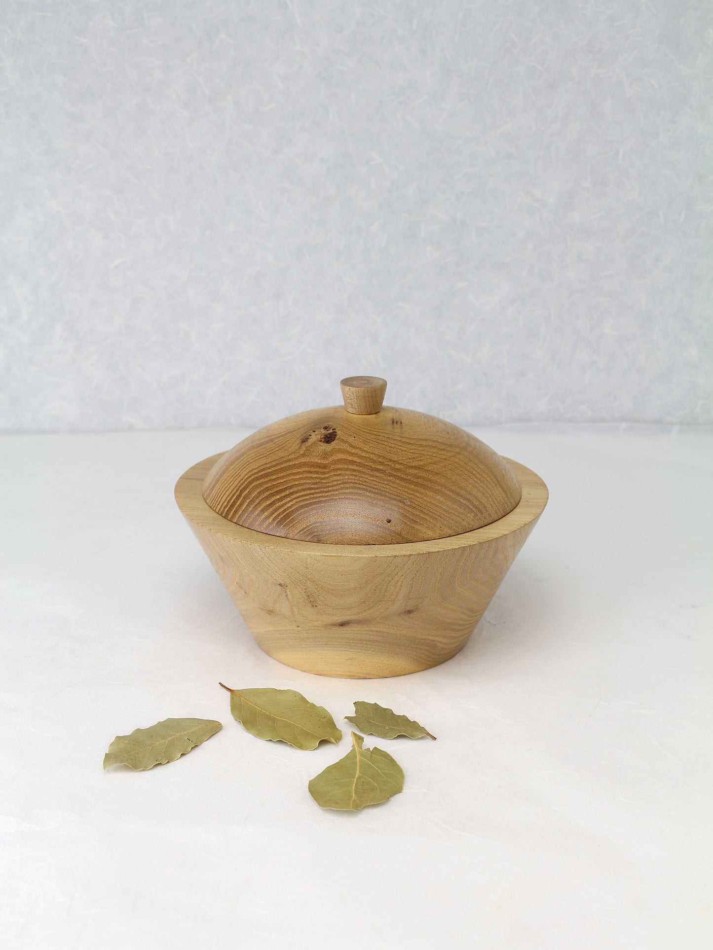 Lidded Bowl | Small Canister | Small Jar | Elm Wood | 6"Diam.x 4" height