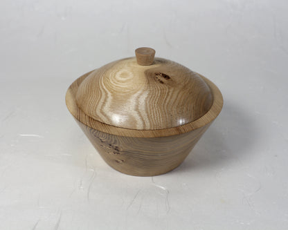 Lidded Bowl | Small Canister | Small Jar | Elm Wood | 6"Diam.x 4" height