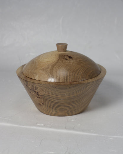 Lidded Bowl | Small Canister | Small Jar | Elm Wood | 6"Diam.x 4" height