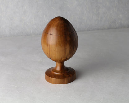 Spade Ornament Canister | Farberge Egg Container | Spalted Cherry | 2.75" max diam. x 5.25" height