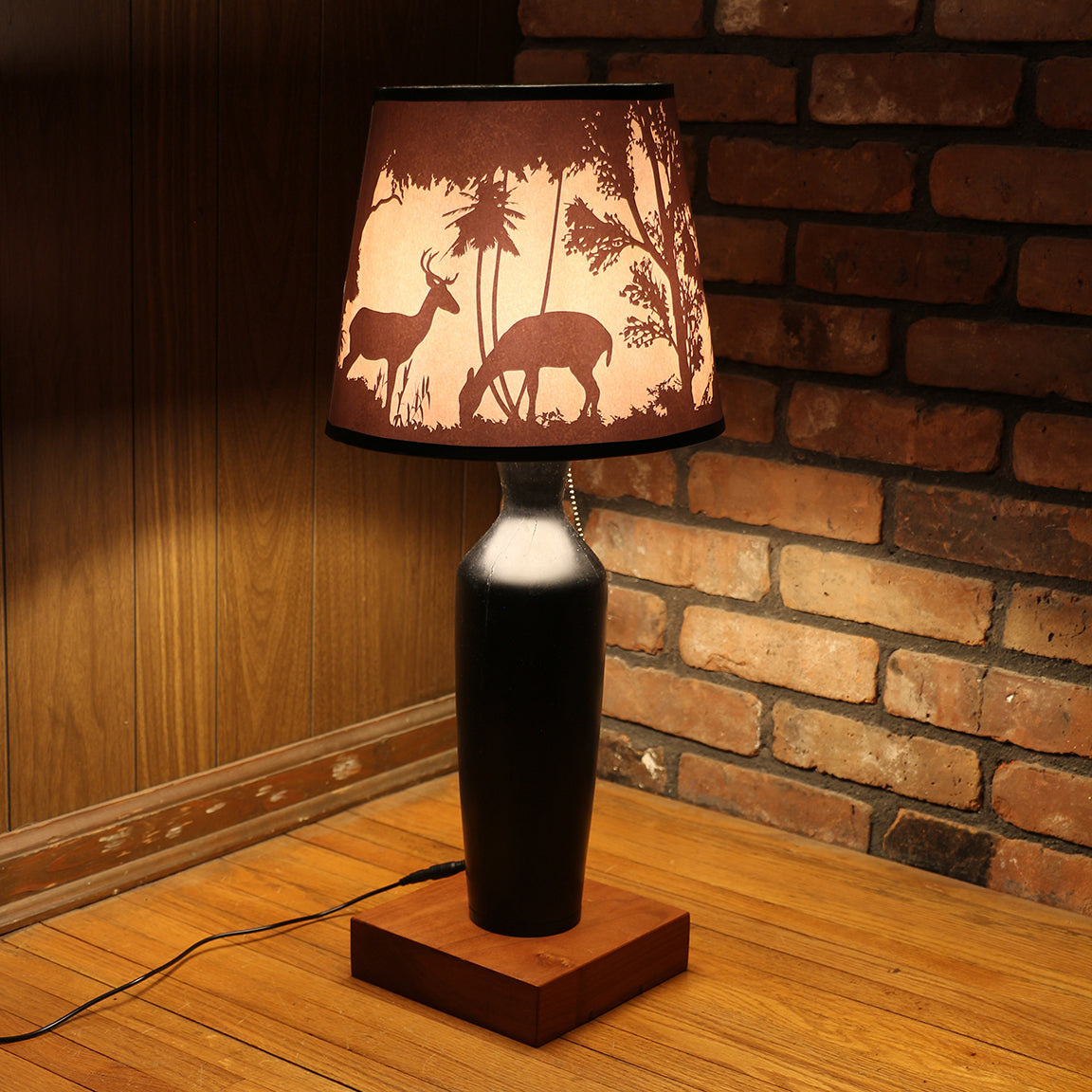 Handcrafted Table Lamp | Rustic Cabin Lamp | DC12V Battery Operation | Original Shade Collection