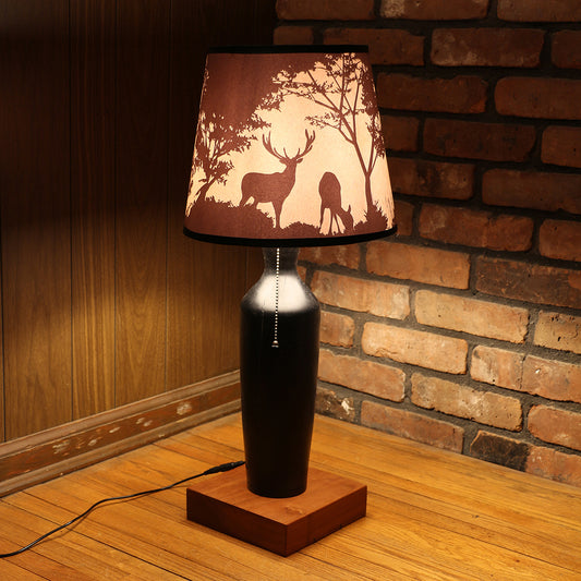 Handcrafted Table Lamp | Rustic Cabin Lamp | DC12V Battery Operation | Original Shade Collection