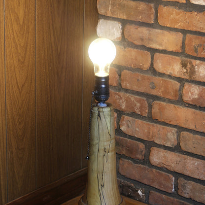 Handcrafted Table Lamp | Spalted Maple Hand Turned Lamp Base | Rustic Cabin Lamp | DC12V Battery Operation | Original Shade Collection