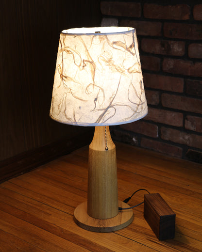 Handcrafted Table Lamp | Wood Turned Locust Lamp Base | Rustic Style Cabin Lamp | DC12V Battery Operation | Original Shade Collection