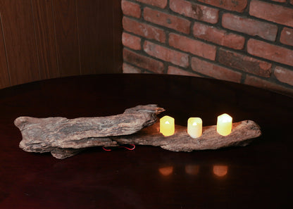 Drift Wood Accent Lamp | Off The Grid Lamp | 3 LED Candle Lights