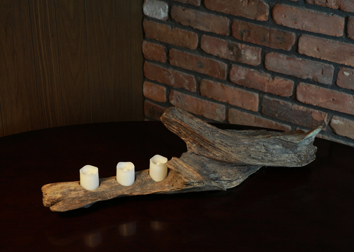 Drift Wood Accent Lamp | Off The Grid Lamp | 3 LED Candle Lights