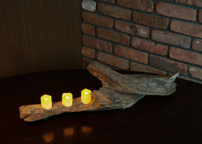 Drift Wood Accent Lamp | Off The Grid Lamp | 3 LED Candle Lights