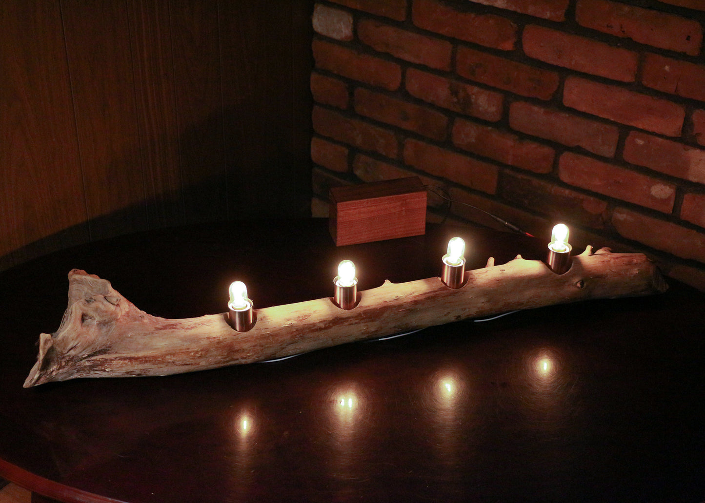 Drift Wood Accent Lamp | Off The Grid Lamp | 4 LED Bulbs | Battery Operation