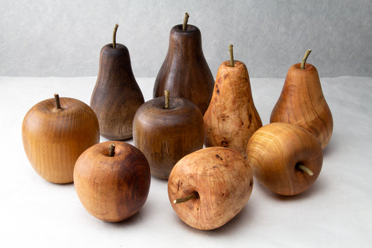 Wooden Fruit Ornaments | Apples | Peach | Pears | Persimmon | Lemon