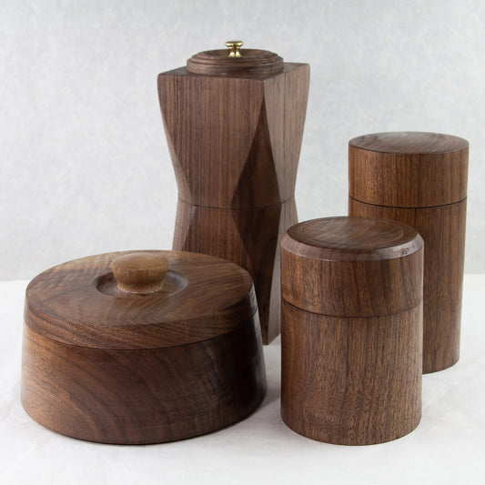 Walnut Container Series | Cookie Jar | Trinket box | Chazutsu Tea Canisters | Confectionery Plate with Lid