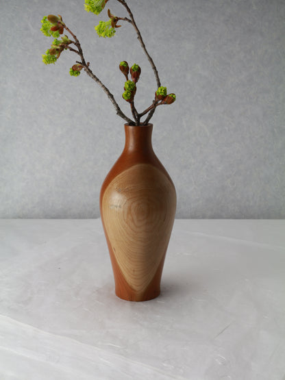 Cherry Vase | 3.5" Diam.x 8.5"H | Hand Turned | Ichirinsashi