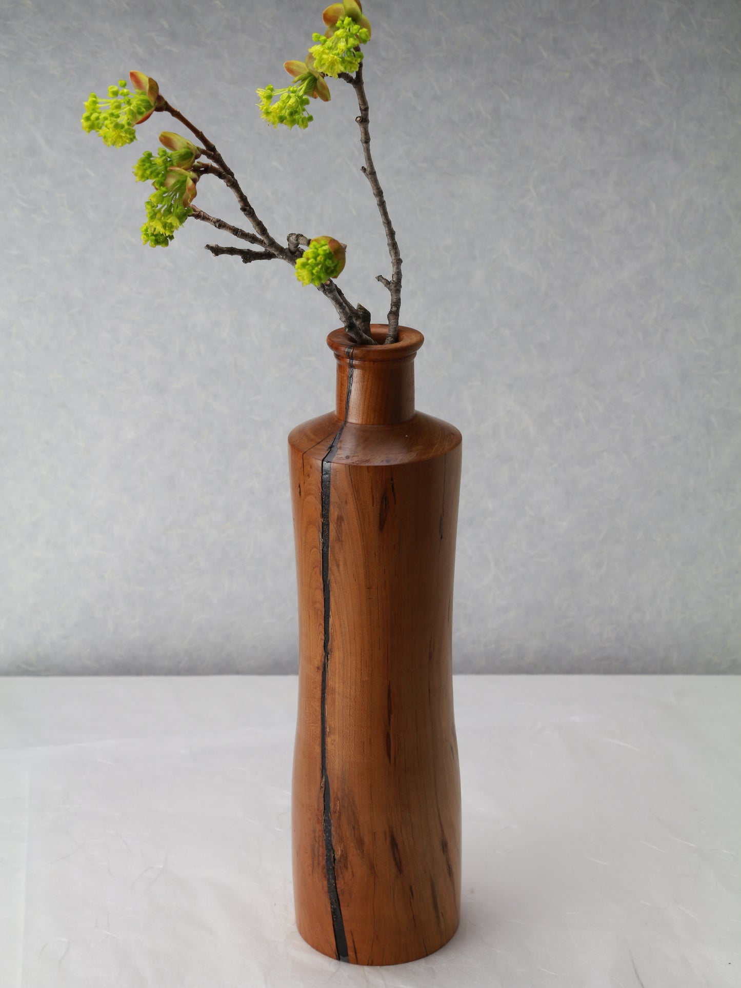 Ichirin Vase | Spalted Cherry | Hand Turned | Single Flower Arrangement Active