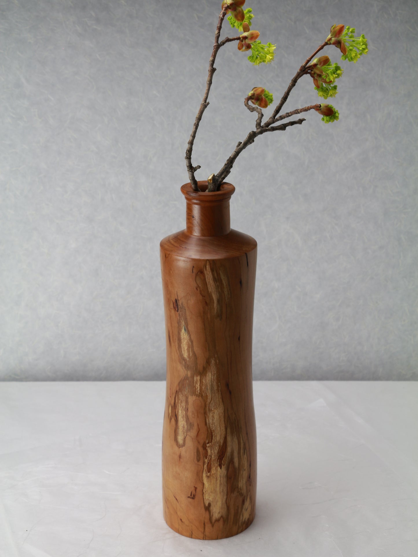 Ichirin Vase | Spalted Cherry | Hand Turned | Single Flower Arrangement Active