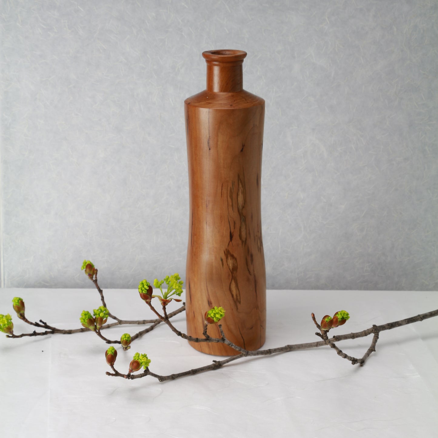 Ichirin Vase | Spalted Cherry | Hand Turned | Single Flower Arrangement Active