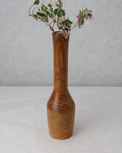 Long Neck Bottle Vase | Black Locust | 3"x 11" | Single Flower Arrangement | Ichirinzashi