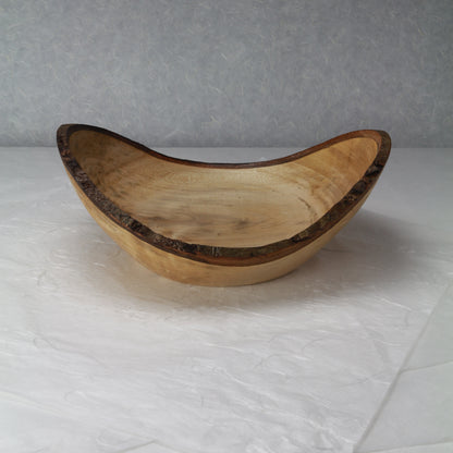 Beech Edged Bowl |  9.75"x7.5"x3" | 1 lb 3 oz | Hand-turned Oval Bowl