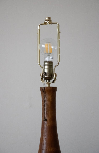 Handcrafted Table Lamp | Mulberry Wood Hand Turned Lamp Base | Rustic Cabin Lamp | DC12V Battery Enbedded | Original Handmade Art Shade